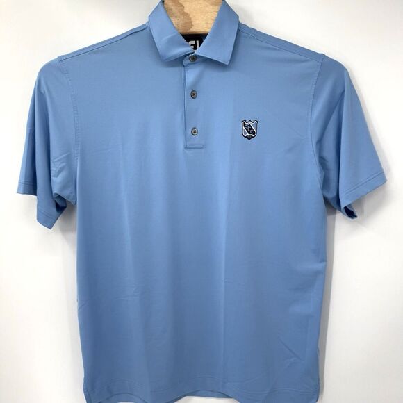 FootJoy FJ Men's Short Sleeve Golf Polo Shirt Large Solid Blue SCC Logo‎ - Picture 2 of 7